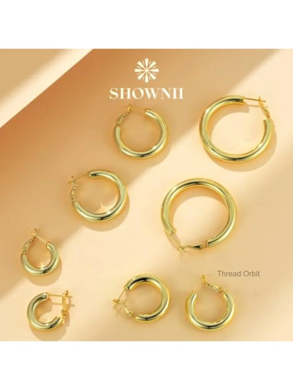 Chunky Gold Hoop Earrings 14K Gold Plated Hollow Lightweight Thick Hoops